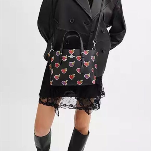 🔥SALE🎁NWT! Coach Mollie Tote Bag 25 Heart Bolt Print - Picture 3 of 7